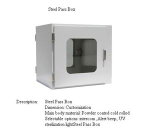 Uv Light Static Air Shower Pass Box Dengan Powder Coated Cold Rolled